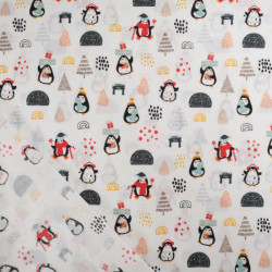 Tissu Noël Coton Petits Pingouins - Maison Klem