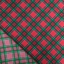 Tissu Noël Coton Ecossais Rouge - Maison Klem