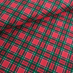 Tissu Noël Coton Ecossais Rouge - Maison Klem