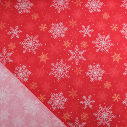 Tissu Noël Coton Rouge Flocon Blanc - Maison Klem