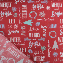 Tissu Noël Coton Merry Christmas - Maison Klem