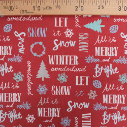 Tissu Noël Coton Merry Christmas - Maison Klem