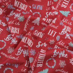 Tissu Noël Coton Merry Christmas - Maison Klem