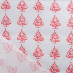 Tissu Noël Coton Blanc Petit Sapin Rouge - Maison Klem