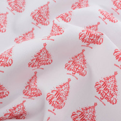 Tissu Noël Coton Blanc Petit Sapin Rouge - Maison Klem