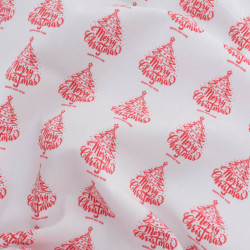 Tissu Noël Coton Blanc Petit Sapin Rouge - Maison Klem