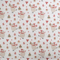 Tissu Noël Coton Ours Patin A Glace - Maison Klem