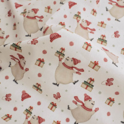 Tissu Noël Coton Ours Patin A Glace - Maison Klem