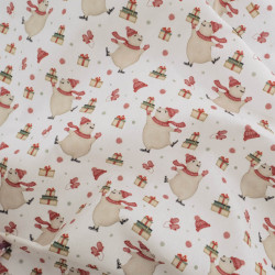 Tissu Noël Coton Ours Patin A Glace - Maison Klem