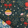 Tissu Noël Coton Vert Sapin Boule Et Fleur De Noël - Maison Klem