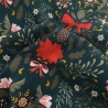 Tissu Noël Coton Vert Sapin Boule Et Fleur De Noël - Maison Klem