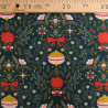 Tissu Noël Coton Vert Sapin Boule Et Fleur De Noël - Maison Klem