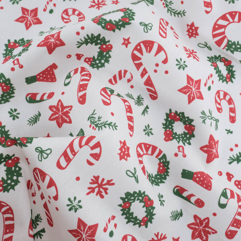 Tissu Noël Coton Sucre d'Orge - Maison Klem