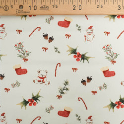 Tissu Noël Ecru Nounours - Maison Klem