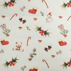 Tissu Noël Ecru Nounours - Maison Klem