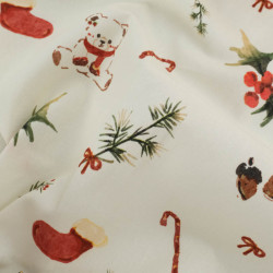 Tissu Noël Ecru Nounours - Maison Klem