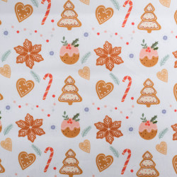 Tissu Noël Blanc Biscuits à la Canelle - Maison Klem