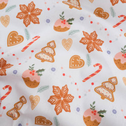 Tissu Noël Blanc Biscuits à la Canelle - Maison Klem