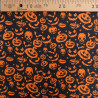 Tissu Coton Halloween Motif Citrouilles Fond Noir - Maison Klem