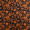 Tissu Coton Halloween Motif Citrouilles Fond Noir - Maison Klem