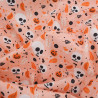 Tissu Coton Halloween Rose Têtes de Mort et citrouilles - Maison Klem