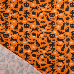Tissu Coton Halloween Motif Sorcières et Citrouille - Maison Klem