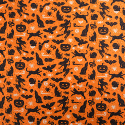 Tissu Coton Halloween Motif Sorcières et Citrouille - Maison Klem