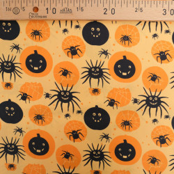 Tissu Coton Halloween Motif Citrouilles et Araignées - Maison Klem