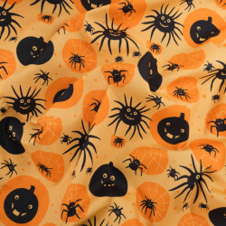 Tissu Coton Halloween Motif Citrouilles et Araignées - Maison Klem