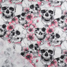Tissu Coton Halloween Têtes De Mort Et Fleurs Roses - Maison Klem