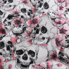 Tissu Coton Halloween Têtes De Mort Et Fleurs Roses - Maison Klem