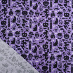 Tissu Coton Halloween Sorcières et Chats Noirs - Maison Klem