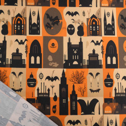 Tissu Coton Halloween Manoir Hanté - Maison Klem