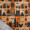 Tissu Coton Halloween Manoir Hanté - Maison Klem