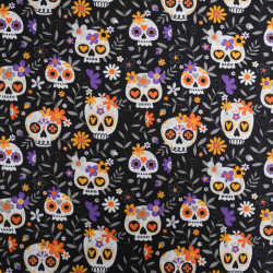 Tissu Coton Halloween El Dia De Los Muertos - Maison Klem