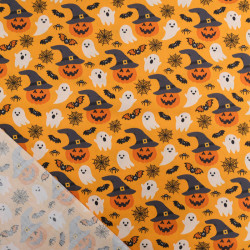 Tissu Coton Halloween Citrouilles et Fantômes - Maison Klem