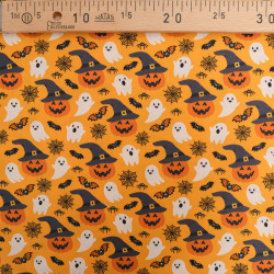 Tissu Coton Halloween Citrouilles et Fantômes - Maison Klem