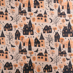 Tissu Coton Halloween Maison Hantée - Maison Klem