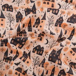 Tissu Coton Halloween Maison Hantée - Maison Klem