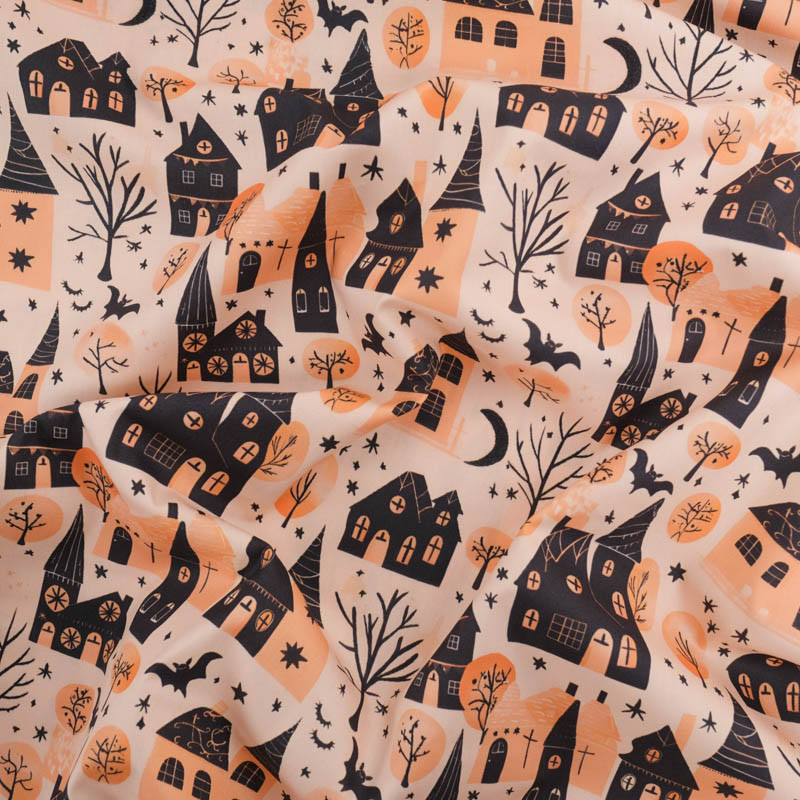 Tissu Coton Halloween Maison Hantée - Maison Klem