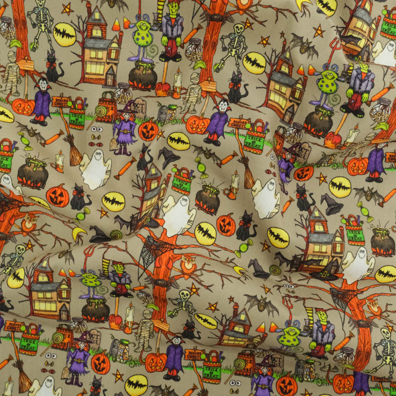 Tissu Coton Halloween Petits Monstres - Maison Klem