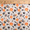 Tissu Coton Halloween Blanc Citrouilles et Chauve-Souris - Maison Klem