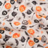 Tissu Coton Halloween Blanc Citrouilles et Chauve-Souris - Maison Klem
