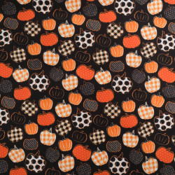 Tissu Coton Halloween Petites Citrouilles Oranges - Maison Klem
