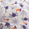 Tissu Coton Halloween Blanc Motif Violet Araignée - Maison Klem