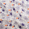 Tissu Coton Halloween Blanc Motif Violet Araignée - Maison Klem