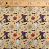 Tissu Coton Halloween Beige Petit Chat Noir - Maison Klem