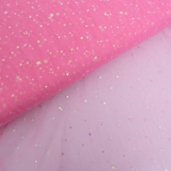 Tulle Rose Bonbon Petites Etoiles Colorées - Maison klem