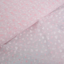 Tulle Blanc Petits Cœurs Roses et Blancs - Maison klem