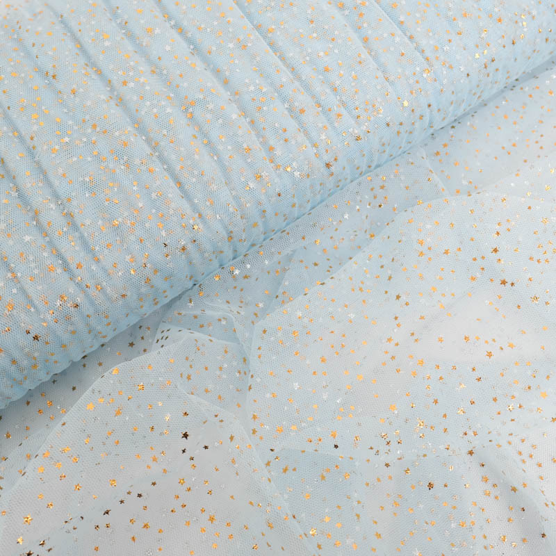 Tulle Etoiles Dorées Bleu - Maison Klem